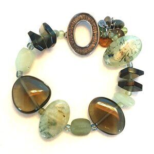 Vintage 1990s Silpada 925 Silver Multi-Natural Gemstone Stretch Bracelet